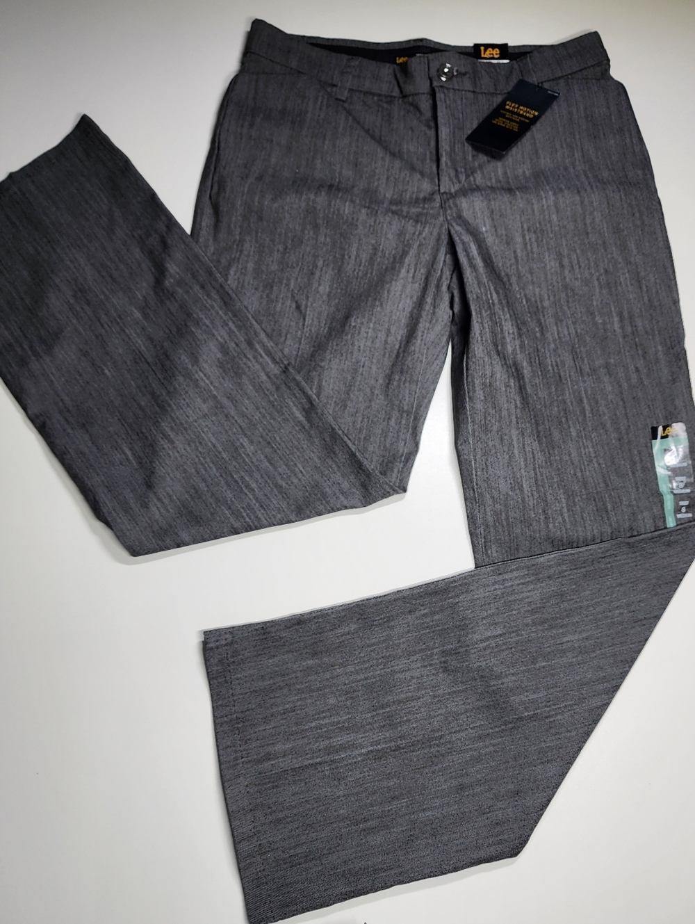 NWT Lee Ultra Lux Comfort Mid Rise Grey Straight Leg Work Trousers 8
